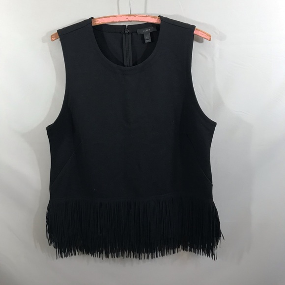 J. Crew Tops - J. Crew black fringed top